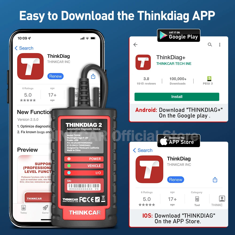 2026 Thinkcar ThinkDiag 2 Ediag Plus ALL Software Canfd Protocol 15 Reset OBD2 Diagnostic Tool Bi-Directional ECU Coding