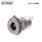 10pcs/LOT DC099 5.5 mm x 2.1mm DC Power Jack Socket Female Panel Mount Connector Metal DC-099 Open Hole 11MM 5.5*2.1 5.5*2.5