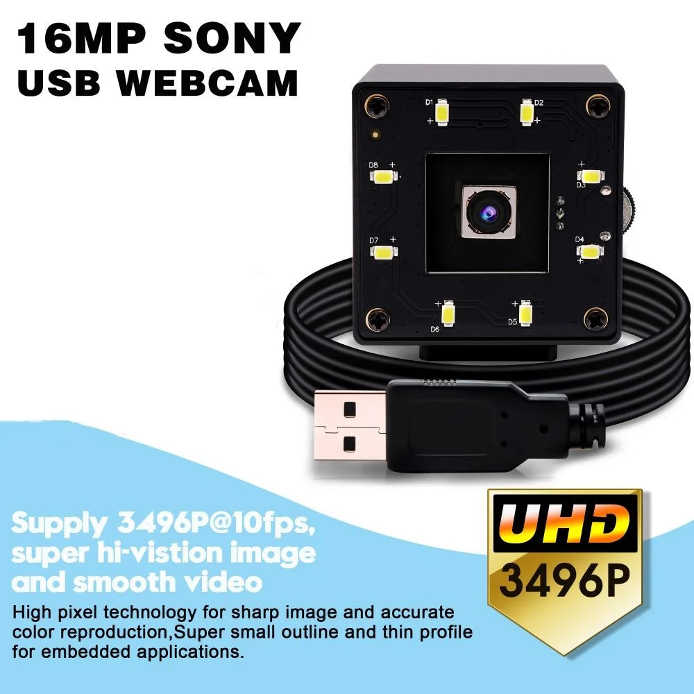 ELP Autofocus USB Camera 16MP Ultra HD Webcam IMX298 Sensor Mini Camera with 68 degree No Distortion Lens