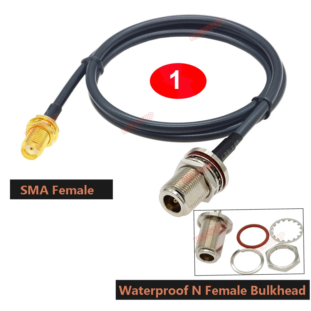 1PCS RG58 Cable Waterproof N Female Bulkhead to SMA/ RP-SMA Male Female RF Coax Pigtail 3G 4G 5G LTE Antenna Extension Jumper