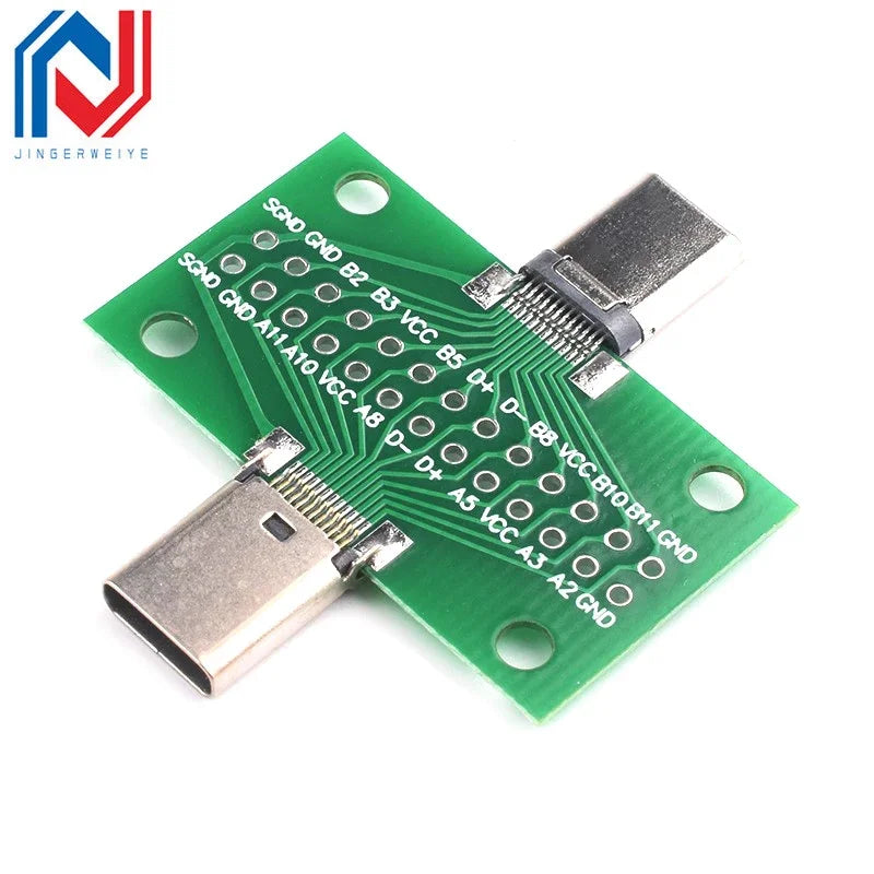 1Pcs Type-C Male to Female USB 3.1 Test PCB Board Adapter Type C 24P 2.54mm Connector Socket For Data Line Wire Cable Transfer