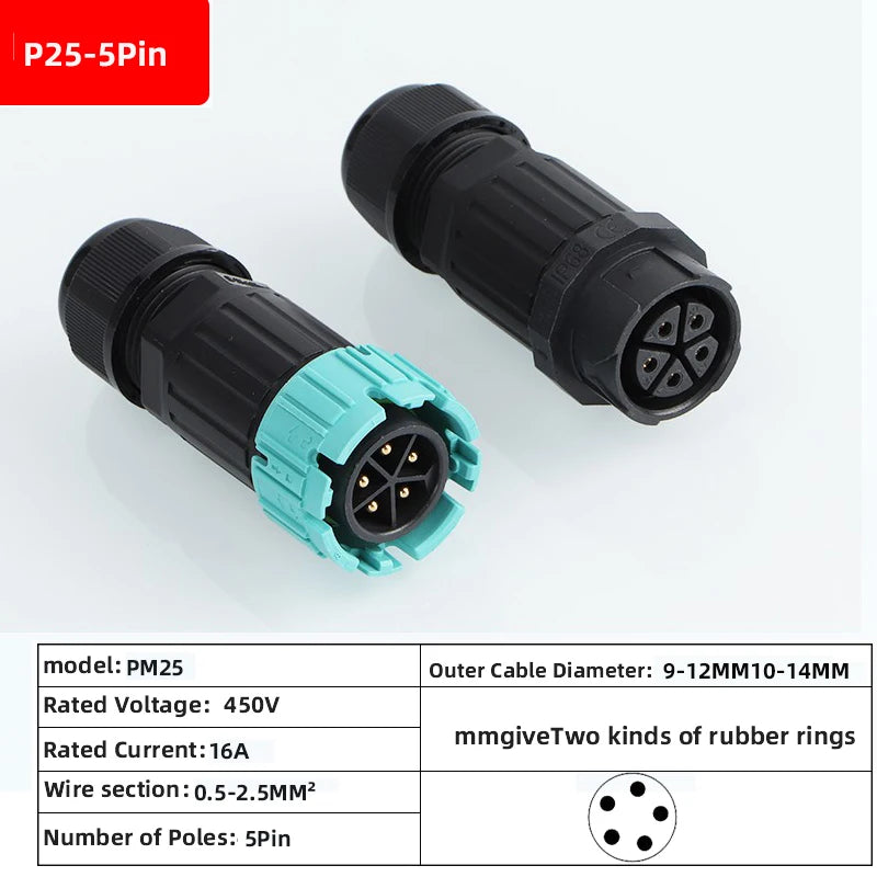 P23 quick connection waterproof connector IP68 waterproof connector male and female aviation plug LED adapter cable connection