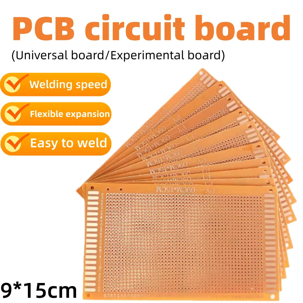 1-10PCS 5*7CM 7x9cm 9x15cm PCB Breadboard Protoboard Single-Sided Universal Printed Circuit Boards 2.54  MM Thick DIY Set Yellow