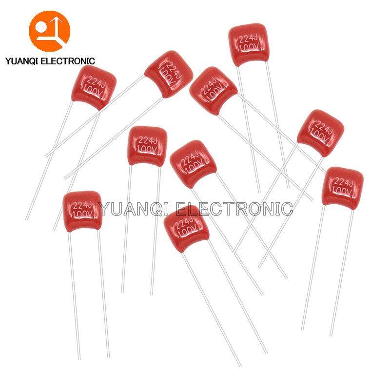 100PCS/BOX 100V 10nF-470nF Metallized Polyester Film Capacitor Assortment Kit High precision and stability CBB capacitance set