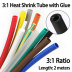 2M 3:1 Heat Shrink Tube With Glue 1.6mm-50mm Multicolor Dual Wall Adhesive Lined Polyolefin Shrinkin ﻿Wrap Cable Protect Sleeve