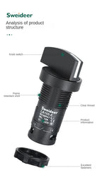 22mm Key Knob Switch 1NO/2NO/1NO1NC 2/3 Position Self Locking Select Rotary Switch Power Conversion Switch 5A on Off