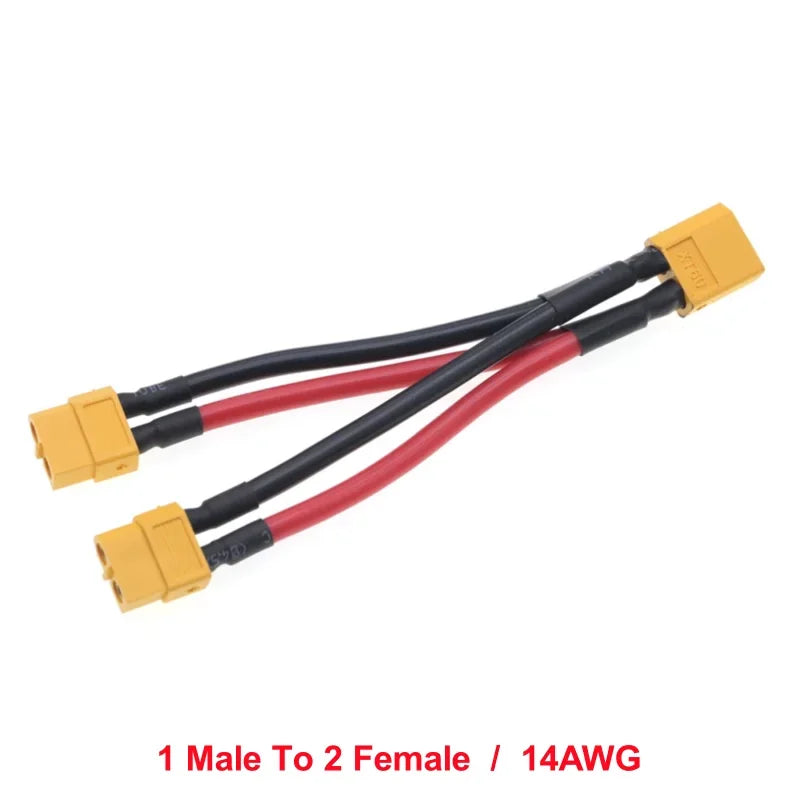 XT60 Parallel Battery Connector Male/Female Cable Dual Extension 1to2/1to3 12AWG/14AWG Silicone Wire 10CM for RC Battery Motor