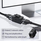Acoplador Keystone RJ45 Cat6 Cat5e, conector Keystone Cat6 Cat5e hembra a hembra, inserto de acoplador Keystone UTP, negro