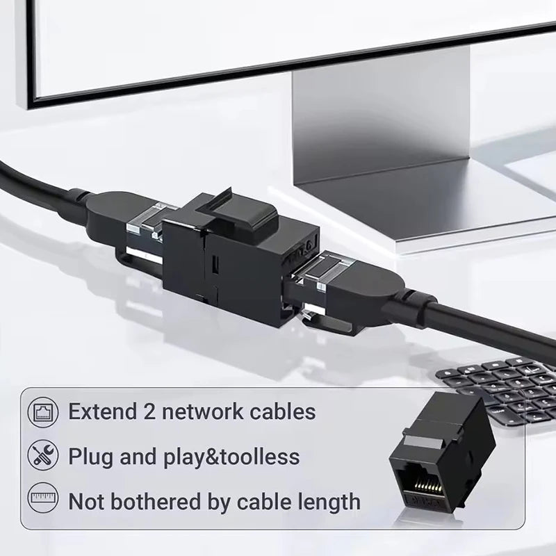 Acoplador Keystone RJ45 Cat6 Cat5e, conector Keystone Cat6 Cat5e hembra a hembra, inserto de acoplador Keystone UTP, negro