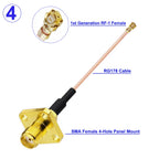 1Pcs 4-Hole Panel Mount SMA Female Flange to IPX RF-1 Connector RF1.13/RF1.37/RG178 WIFI Antenna Pigtail Extension Jumper Cord