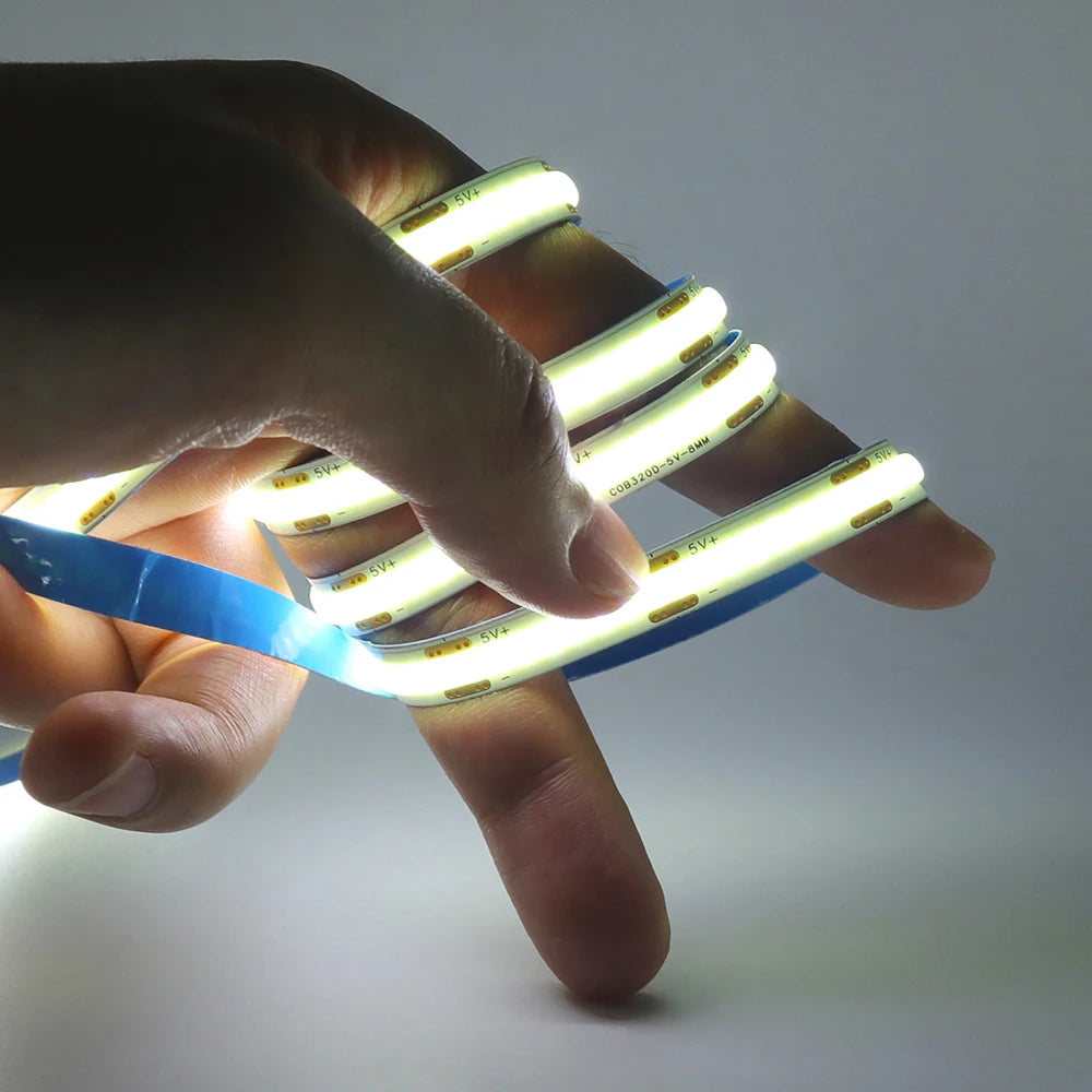 5V Motion Sensor Nigth Light COB Led Strip USB Battery Power 3mm 5mm 8mm PCB 320 LEDs Flex Lamp for Under Cabinet Kitchen Stairs