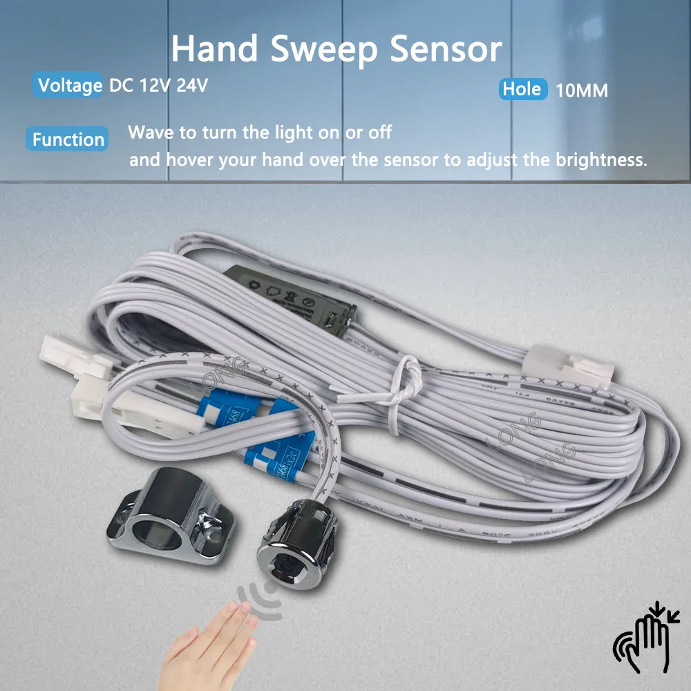 Wardrobe Sensor Switch DC12V 24V 5A PIR Hand Sweep Door Control Touch Sensor For LED Cabinet Closet Lighting