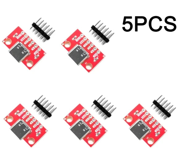 5PCS USB Type C Connector Board 3.1 Serial Basic Breakout Female  Board Red Adapter With Row Needles