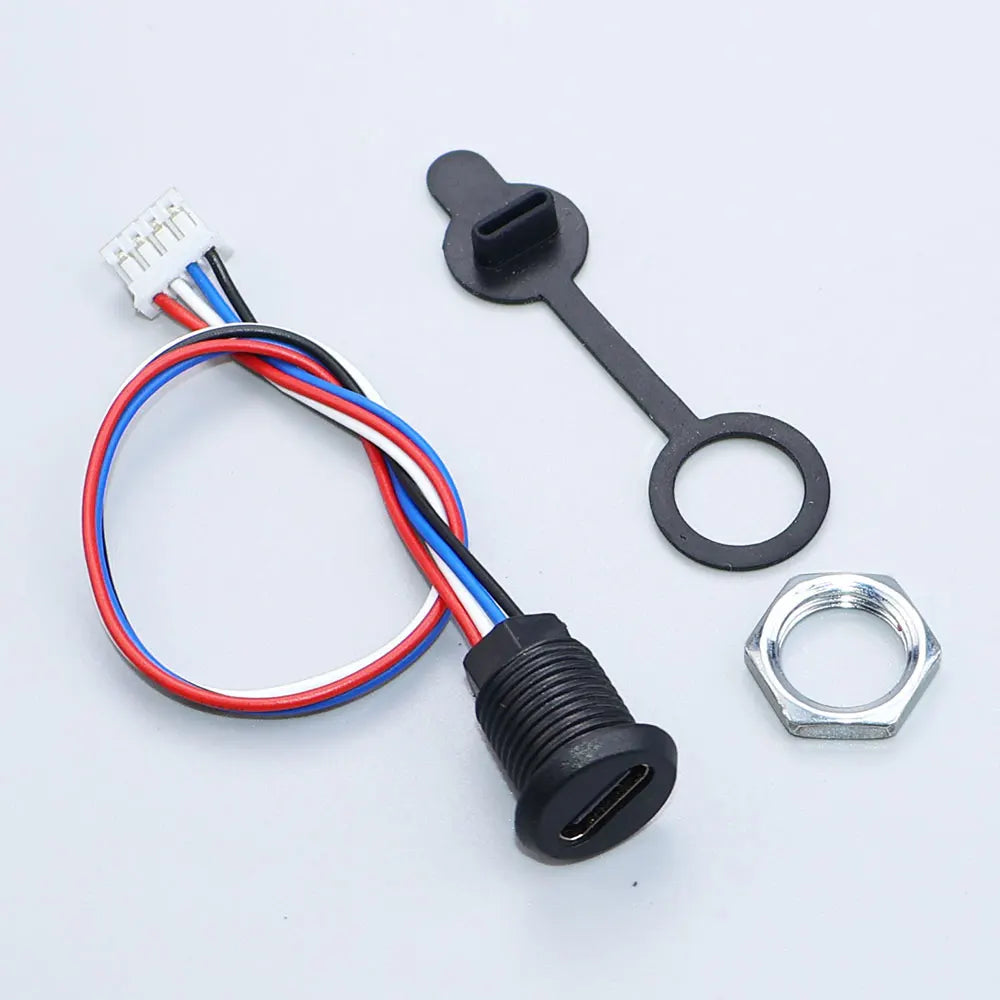 JCD 2/4/5Pin Type C Connector With Line Nut Locking Plate PH 2.0 Waterproof Cap High Current Fast Charging Jack USB C Port