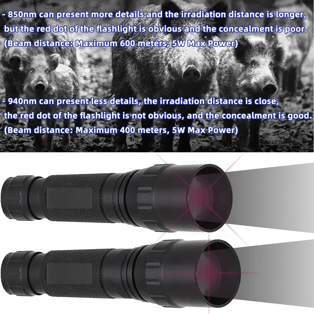 Zoomable LED Infrared Tactical Flashlight Night Vision Rechargeable Waterproof Hunting Torch 850nm/940nm IR Flashlight