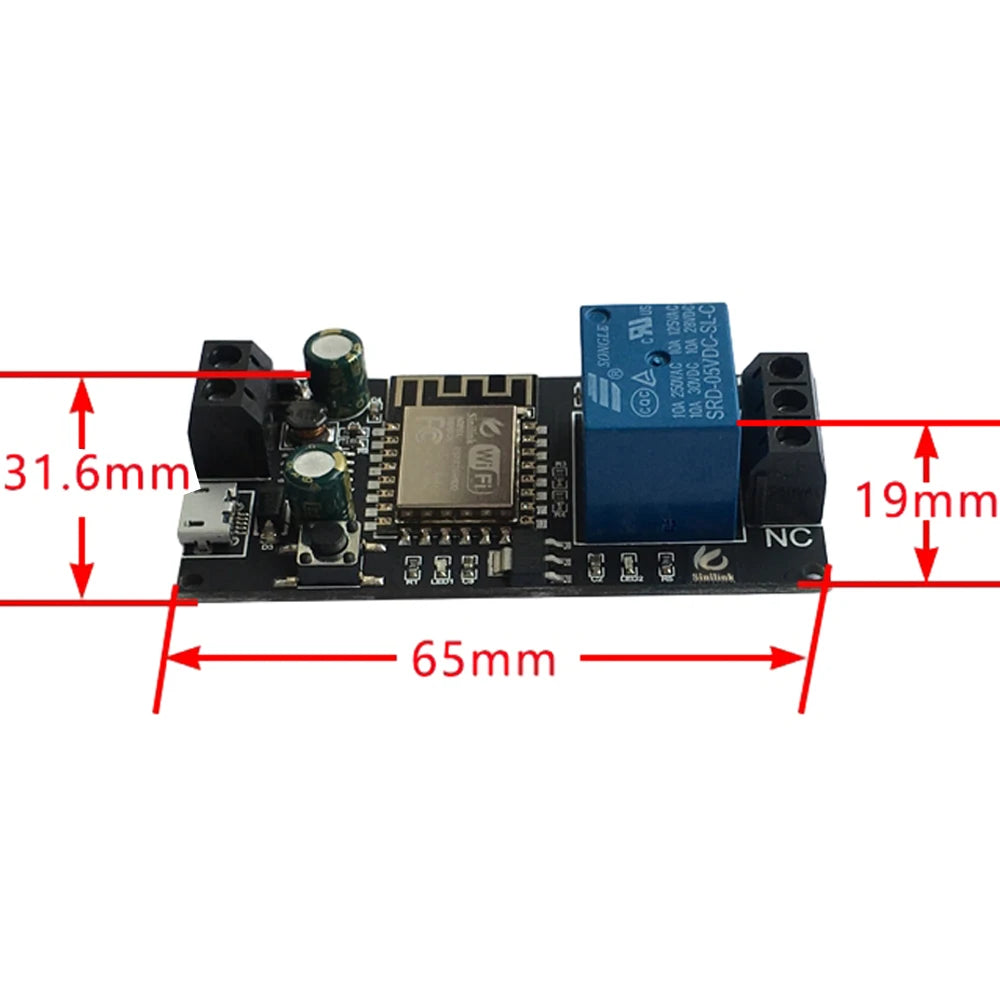 Sinilink WIFI Mobile Phone Remote Control Relay Module DC5V DC6~36V Smart Home Phone APP ESP-12F Long Range Remote Control Board