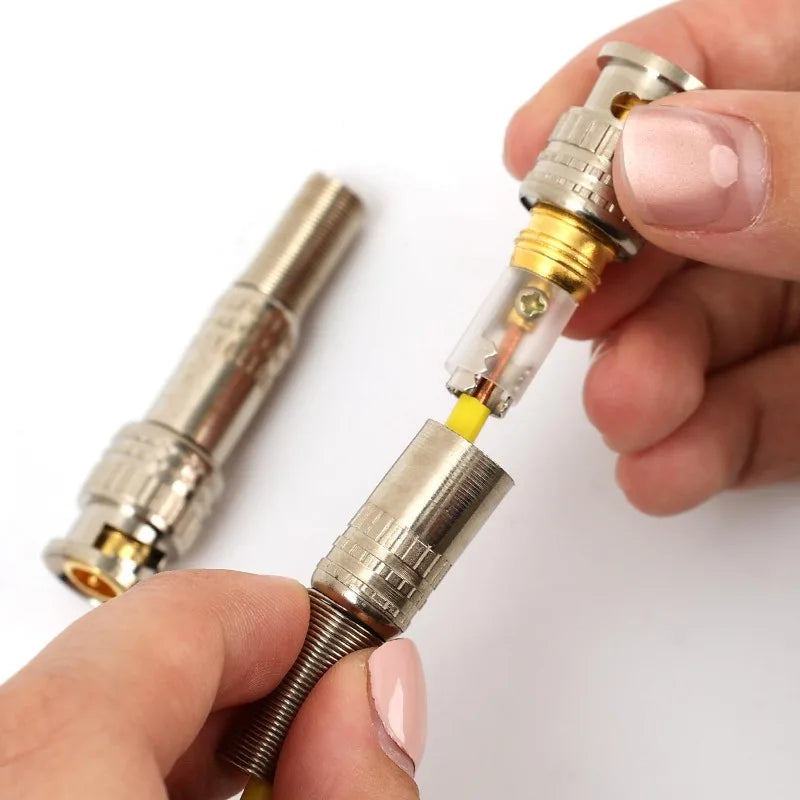 30/5PCS BNC Solderless Connector Q9 HD Video Oscilloscope BNC Male Plug Female Welding Free 75-5 Ohm Monitoring Weldings Cable