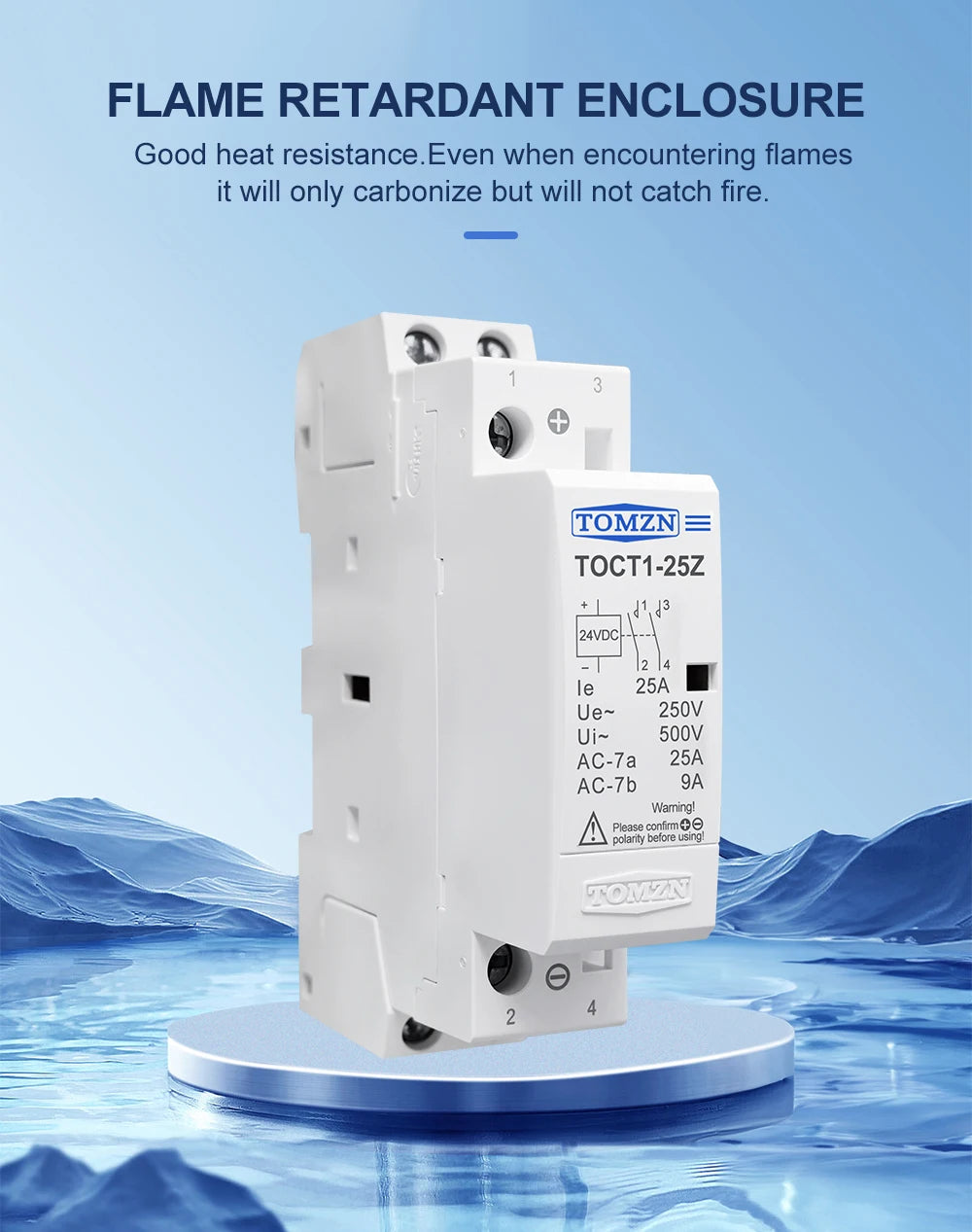 TOMZN TOCT1 2P 25A DC 12V 24V Coil 220V/230V 50/60Hz DIN Rail Household AC Modular Contactor 2NO or 1NO 1NC
