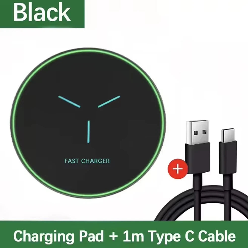 Wireless Charger Pad Induction Fast Wireless Charging Station For iPhone 17 16 15 14 13 12 Pro Max Samsung Xiaomi Oppo Huawei