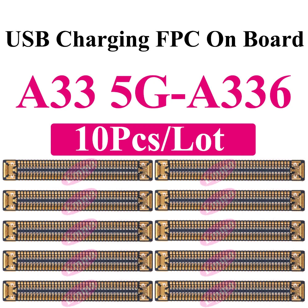 10Pcs Charging FPC Connector On Board For Samsung Galaxy A04s A14 A24 A34 A54 A05s A15 A25 A33 A35 Mainboard Flex Cable Plug