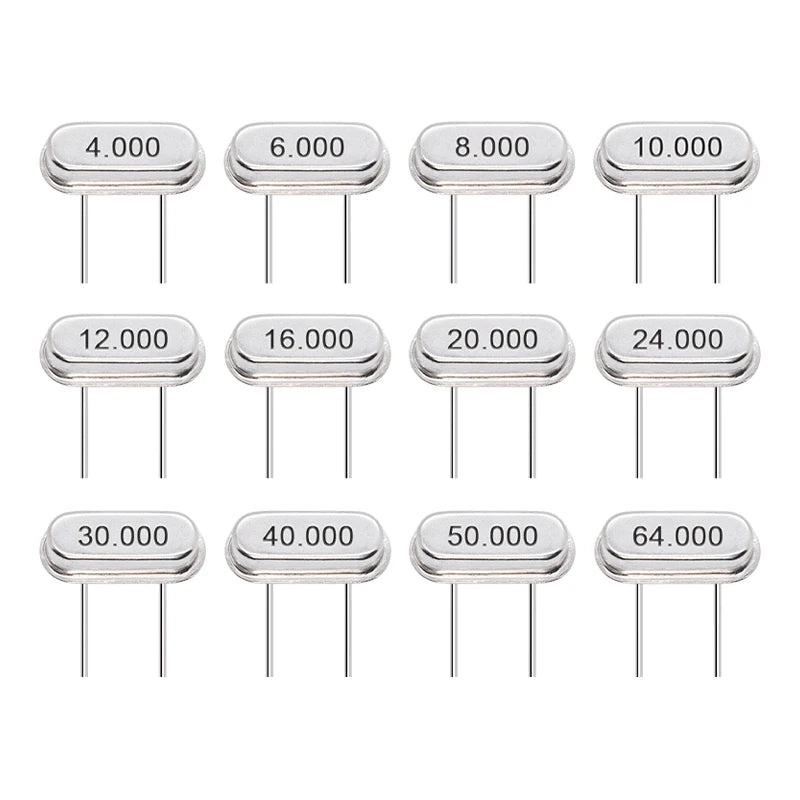 (10PCS) HC-49S 4M 6/8/10/12/16/20/24/25/26/30/32/40/48/50/64MHZ Direct Plug Passive Quartz Crystal Resonator DIP-2 20PF 10PPM