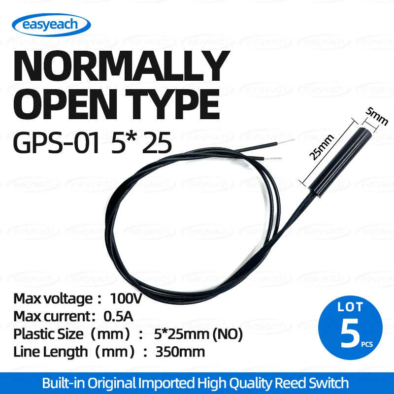 5pcs GPS-01 Reed switch 4x18mm 5x15/20/25mm 6x30/38mm NO/NC 6*38mmHP normally Open/closed Magnetron proximity Sensor GPS-01A /B
