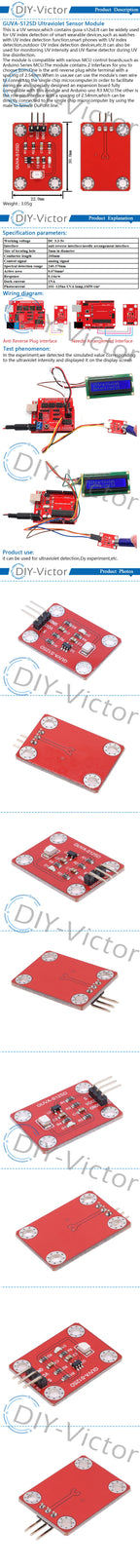 UV Sensor 240-370nm GUVA-S12SD 3528 Solar Ultraviolet Intensity Module DC 3.3-5V For Arduino /Raspberry Pi