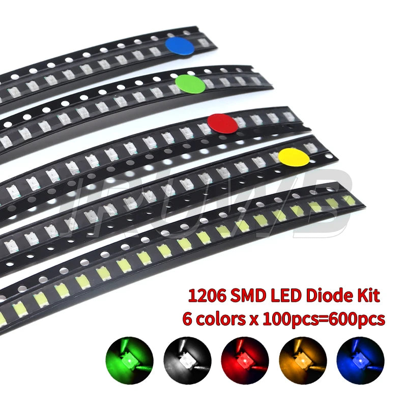 5050 5730 1210 1206 0805 0603 0402 SMD LED Diode Kit Red Green Blue White Yellow Orange 600pcs=6colors x 100pcs