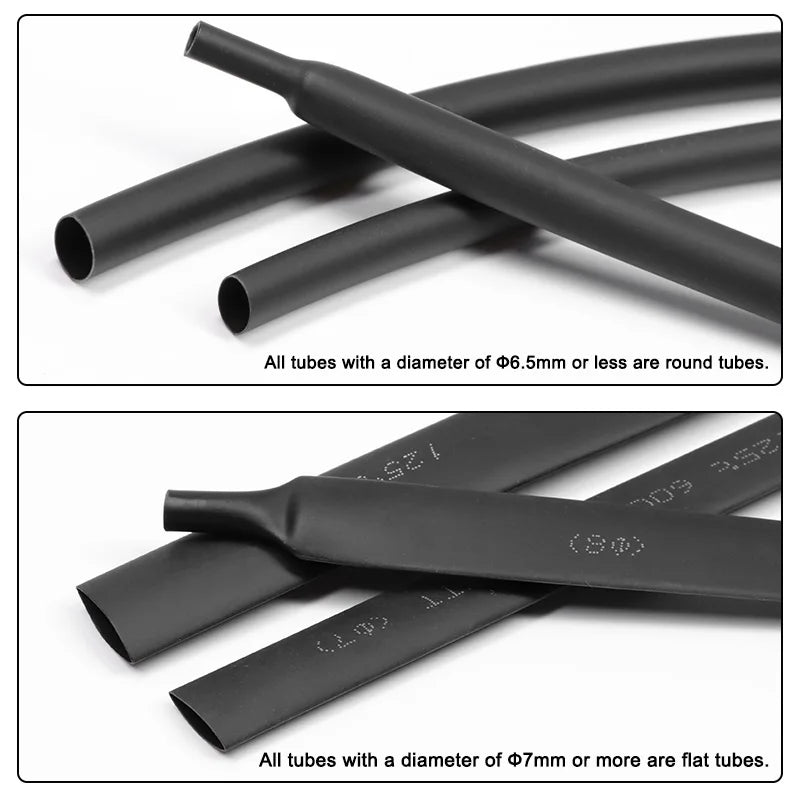 1/2/5M Black 2:1 Heat Shrink Tube Diameter 0.6mm~120mm Wire Repair Protector Polyolefin Insulated Shrinkable Cable SleeveTubing