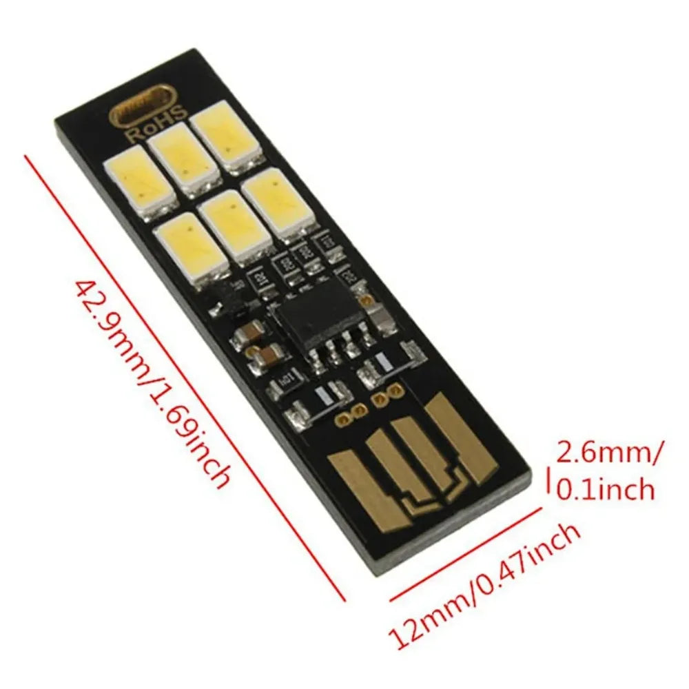 Mini Pocket Keychain Reading Night Lamp Dimmable SMD5730 USB Book Light Touch Control 6 leds Light For Laptop PC Power Bank