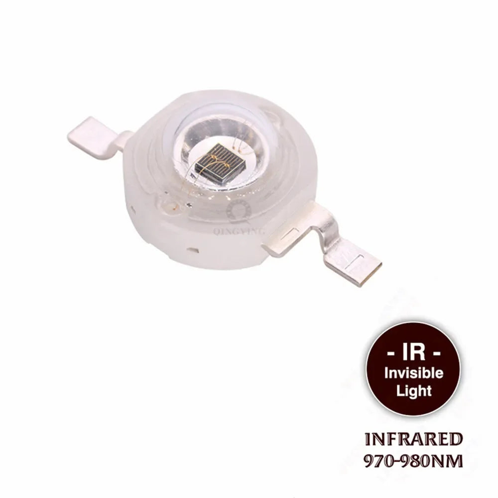 10pcs 3W Infrared 680nm 740nm 760nm 800nm 850nm 880nm 900nm 940nm 980nm 1000nm IR LED Chip For CCTV Camera Night Vision Lighting