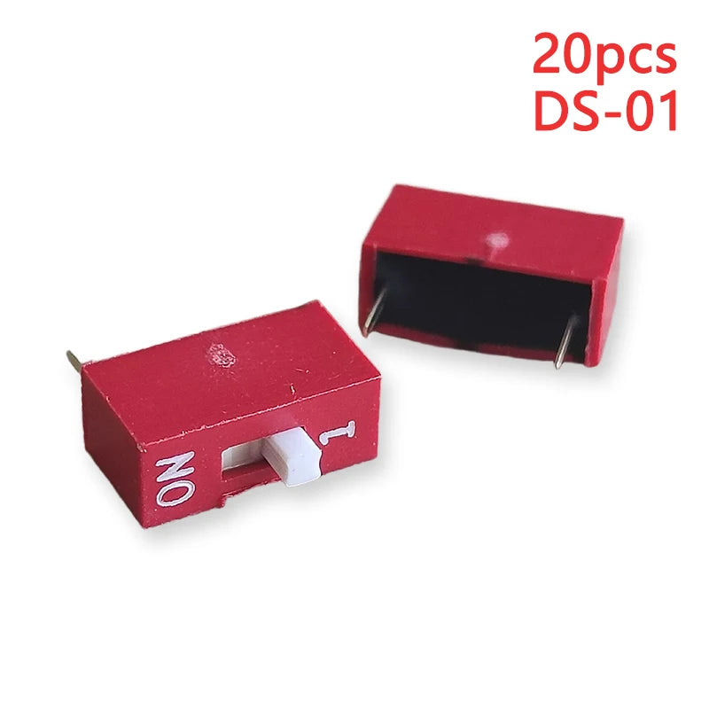 20PCS Red Toggle DIP Switch Module Spacing 2.54MM 24V Inline 1 2 3 4 5 6 7 8 9 10 12 PIN Quick Dial The Code Switch
