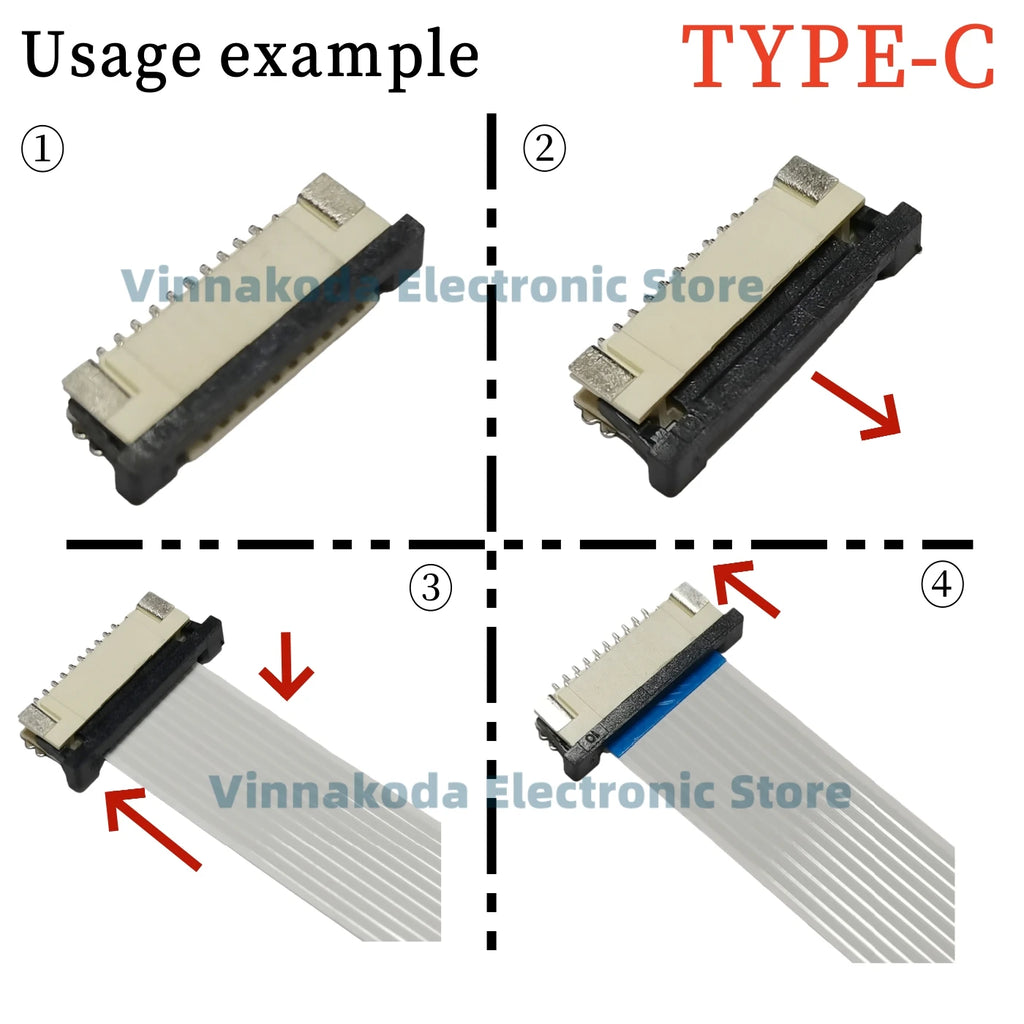 10Pcs FFC/FPC connector socket 1.0mm flip cover/up/down connection 4/6/8/10/12/14/15/16/18/20/22/24/26/28/30/32P