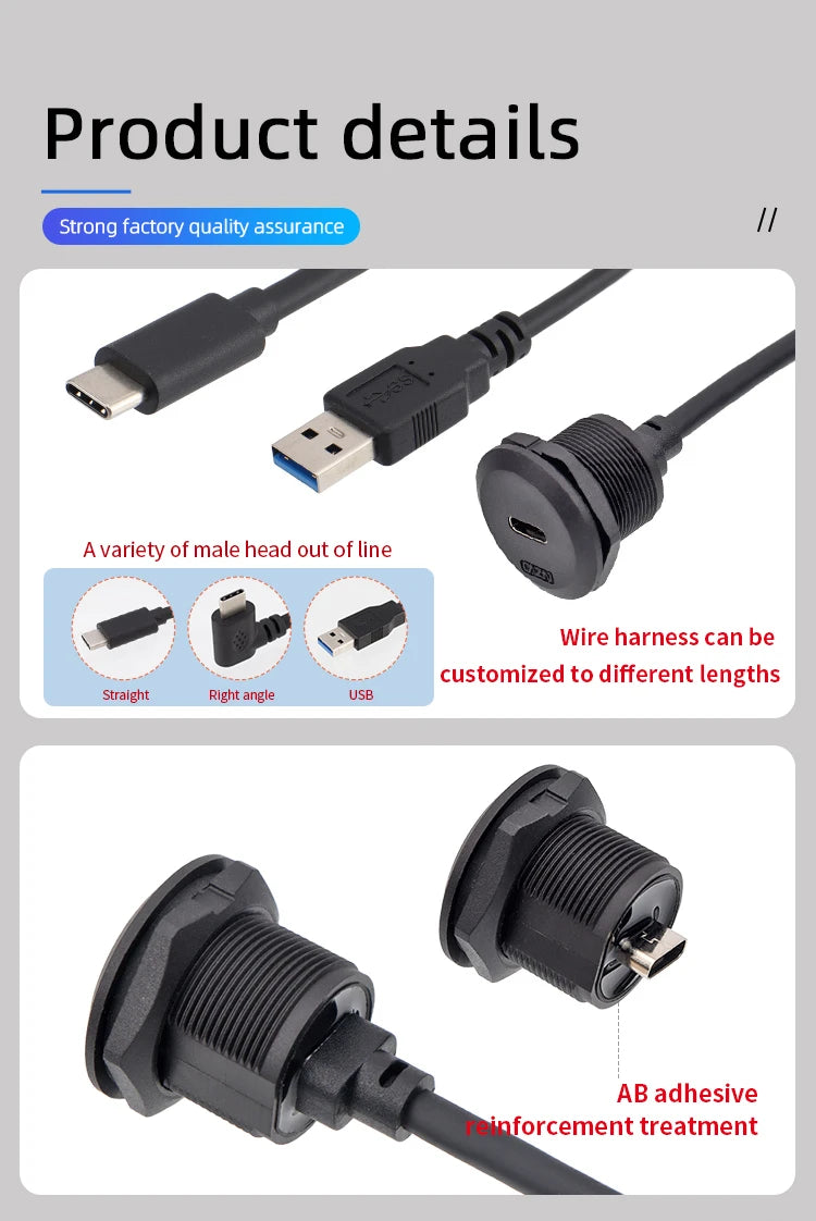 Type-C Bayonet FPC Female Male Back Mounted Socket Version 3.1 Receptacle 10Gbit/s Connector