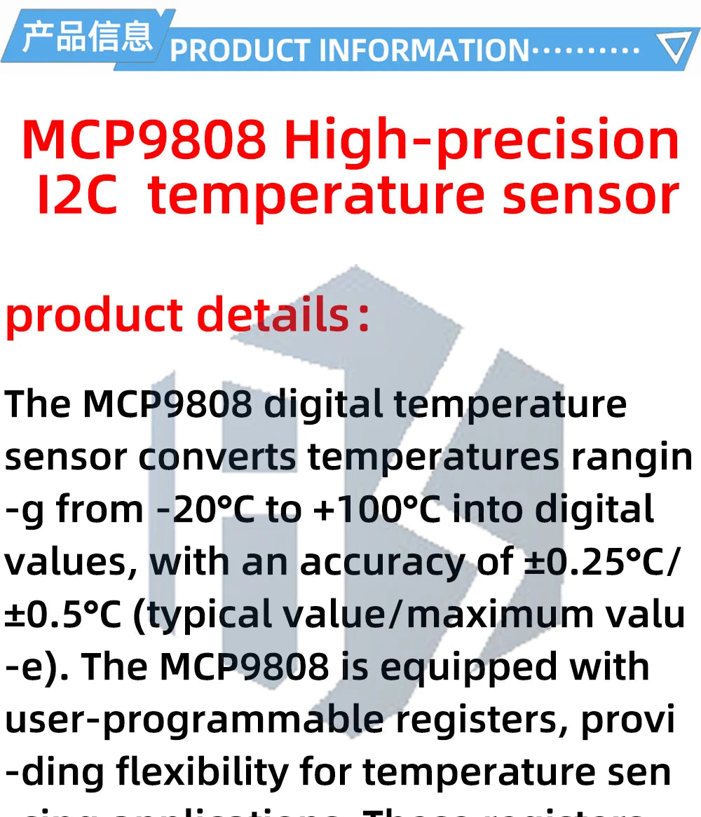 MCP9808 High Accuracy Temperature Module: 2.7V-5V I2C/IIC Breakout Board for Arduino & DIY Projects