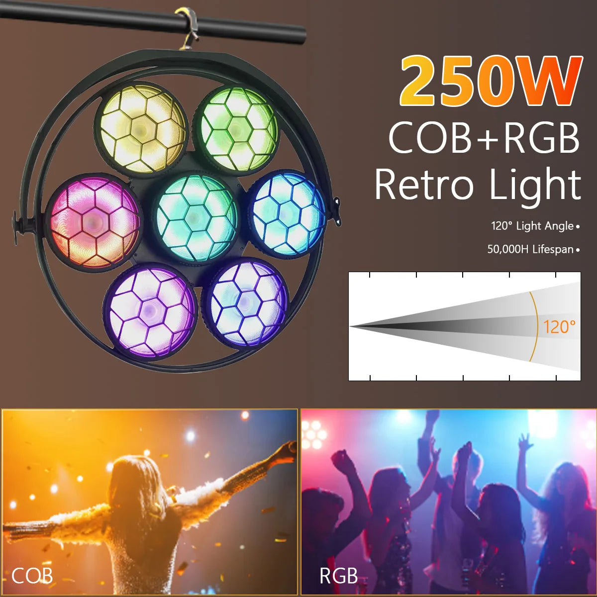 250W COB LED Linear Retro Vintage Stage Light 5050 RGB Fantasy DMX512 for Wedding Concert Theater Club DJ Live Show Party