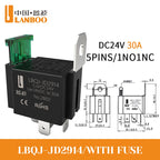 LANBOO High Current Car/Auto Relay 12V 24V 30A with 4PIN/5PIN Applications include lighting control and horn control.