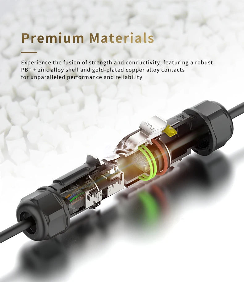 LP24 Waterproof RJ45 Connector IP68 Industrial Ethernet LAN Cable Connector Outdoor Modular Jack Network Connector