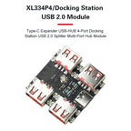 XL334P4 USB2.0 4-port Controller Expansion Module USB 2.0 to 4 Channel Way Splitter USB-HUB Type-C Extender Board 40MB/S