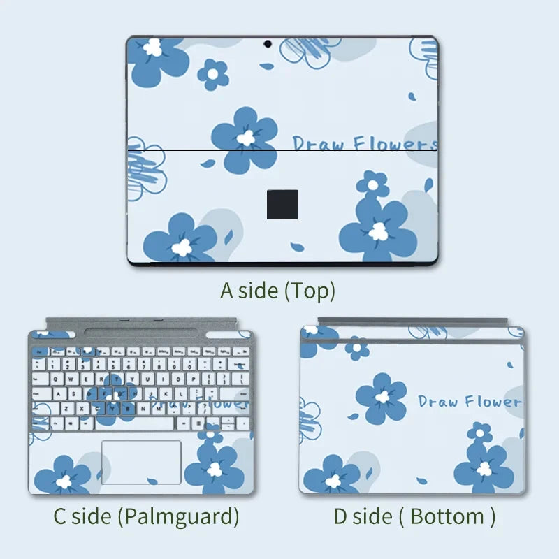 Color Printing Pattern Sticker  For Microsoft Surface Pro 7/6/5/4/3 9/8X Go 2 Back Cover Body Decal Skin Protector keyboard 10
