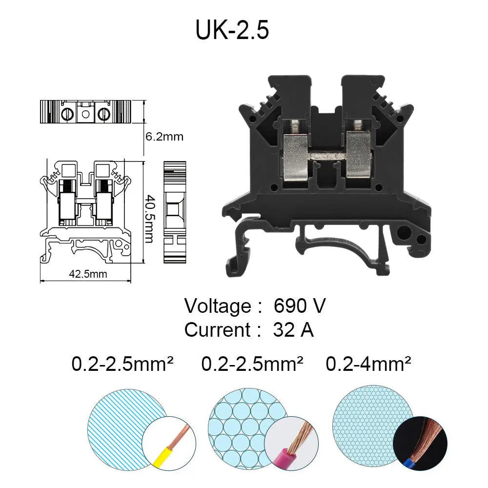 4PCS Wire Electrical Conector Terminal Connector Screw Cable Din Rail Terminal Blocks Strip Power Distribution Block Terminator