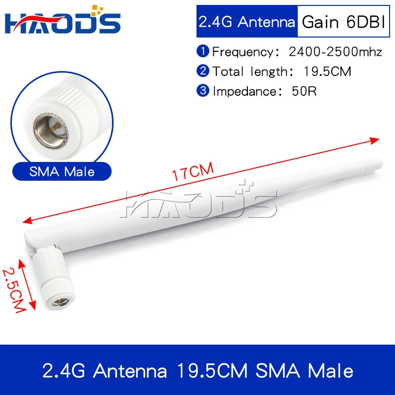 2PCS 2.4G Antenna Fold Glue Stick 3DBI WLAN Router Antenna Wifi Module Signal Enhancement 2400-2500mhz SMA Male Connector 6DBI