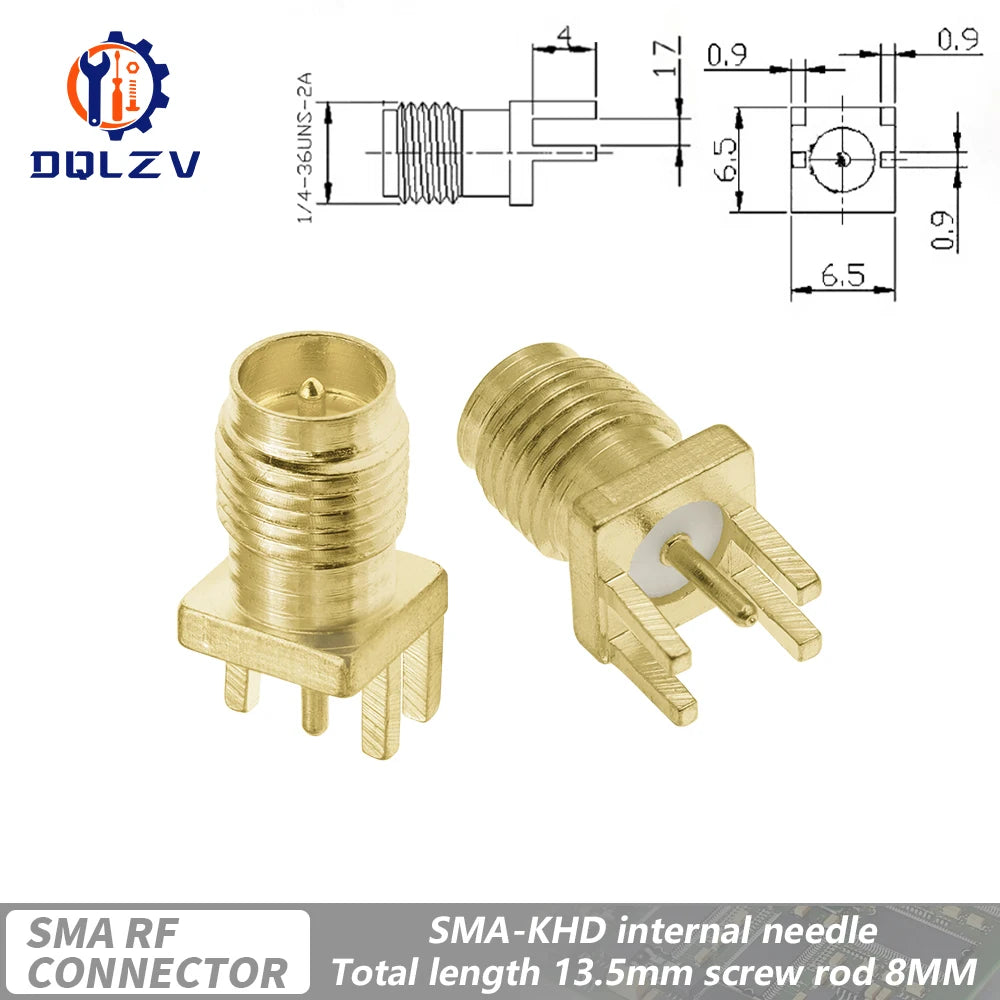 SMA Male Female Straight Connector 90 Degree Solder Edge PCB Straight Right angle Mount RF Copper Plug Socket