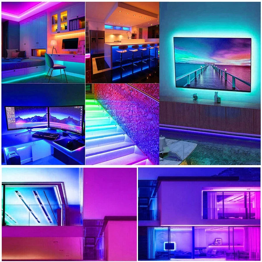 3.28ft-100ft USB LED Strip Light APP Control with 44 Key Remote Control RGB 3535 Ribbon Lamp TV Backlights Game Room Home Decor