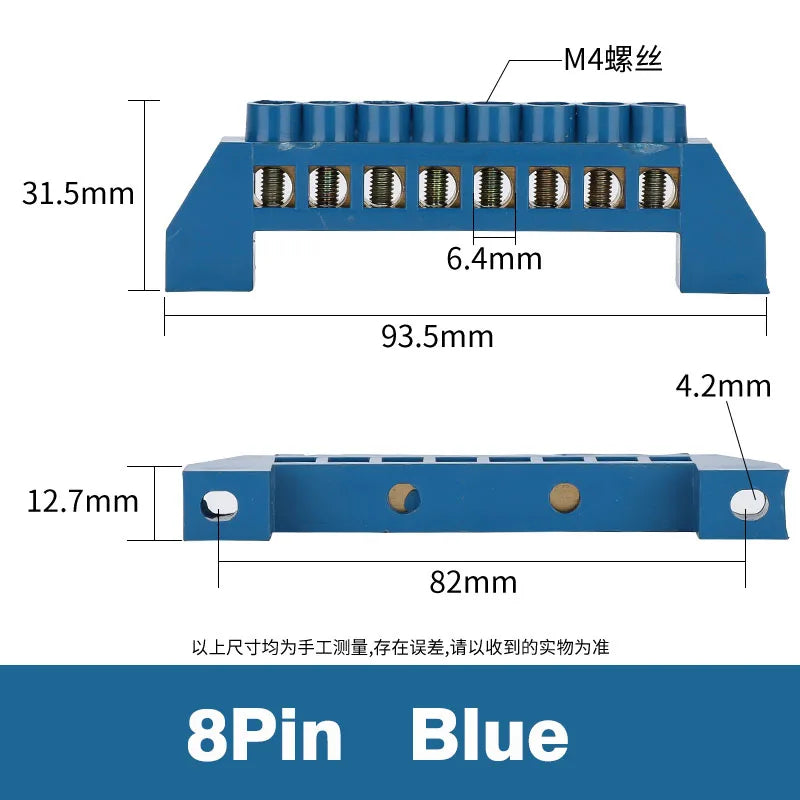 Bridge Type Zero Line Ground Bar Grounding Copper Bar Distribution Box to Zero  Terminal Block Connector Earth Neutral 5-12 Hole
