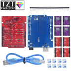 TZT CNC Shield V3 Engraving Machine 3D Printe+ 4pcs DRV8825 Or A4988 driver expansion board For arduino + UNOR3 with USB cable
