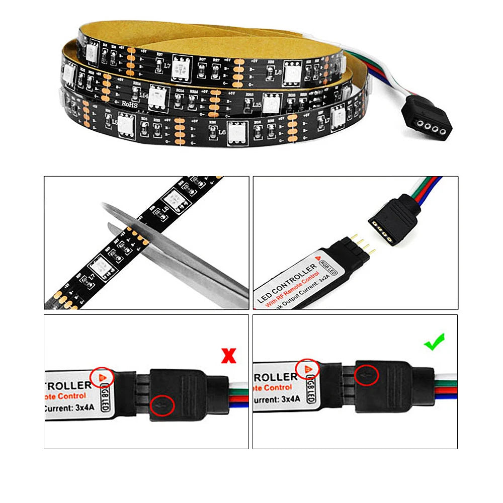 5V USB RGB LED Strip Light Remote Control 5050 30LED/m 5m 10m Lights Tape TV Backlights Home Decoration 0.5/1/2/3m Black PCB