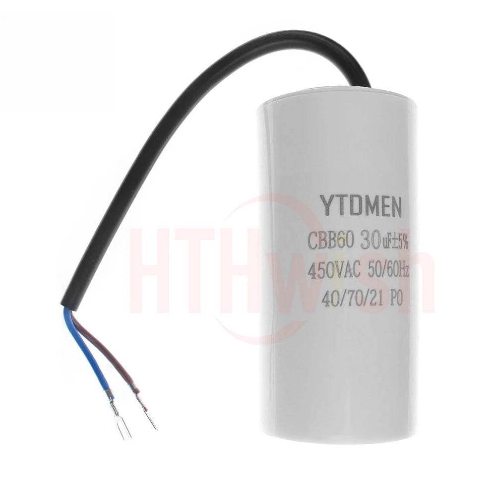 1pc CBB60 Motor Run Capacitors 5% for Washing Machine 450V 3UF 4UF 5UF 6UF 8UF 10UF 12UF 15UF 18UF 20U 450VAC Starting Capacitor