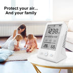 NDIR CO2 Meter Alarm Temperature Humidity Detector Indoor Air Quality Monitor Gas Analyzer with LCD Display USB Rechargeable