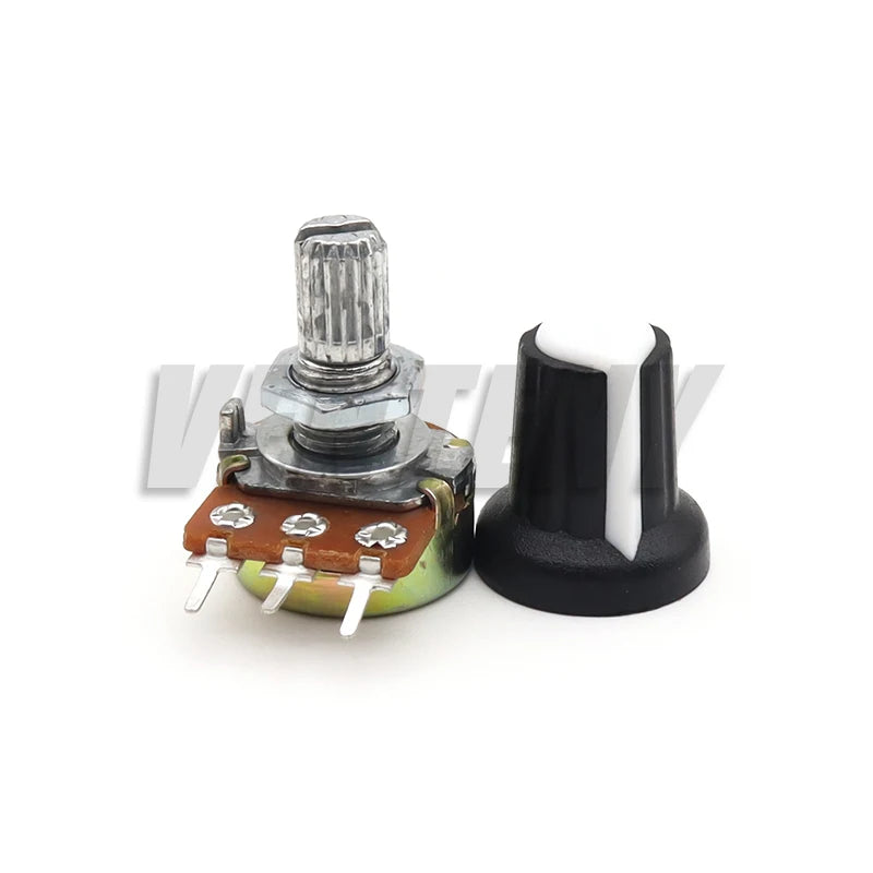 5 Sets WH148 1K 10K 20K 50K 100K 500K Ohm 15mm 3 Pin Linear Taper Rotary Potentiometer Resistor for Arduino with AG2 White cap